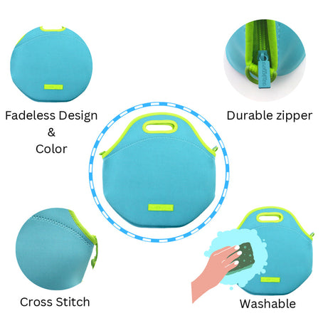 Scoobies Neoprene Lunch Bag - 4mm Thick Insulated, Keeps Food Warm/Cool for 2-5 Hours, Ice Pack Compatible