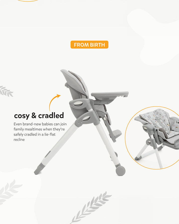 Joie Multiply 6-in-1 Convertible Highchair | Baby to Toddler Booster & Play Table | Adjustable Height & Recline | 6m-6y - Arctic