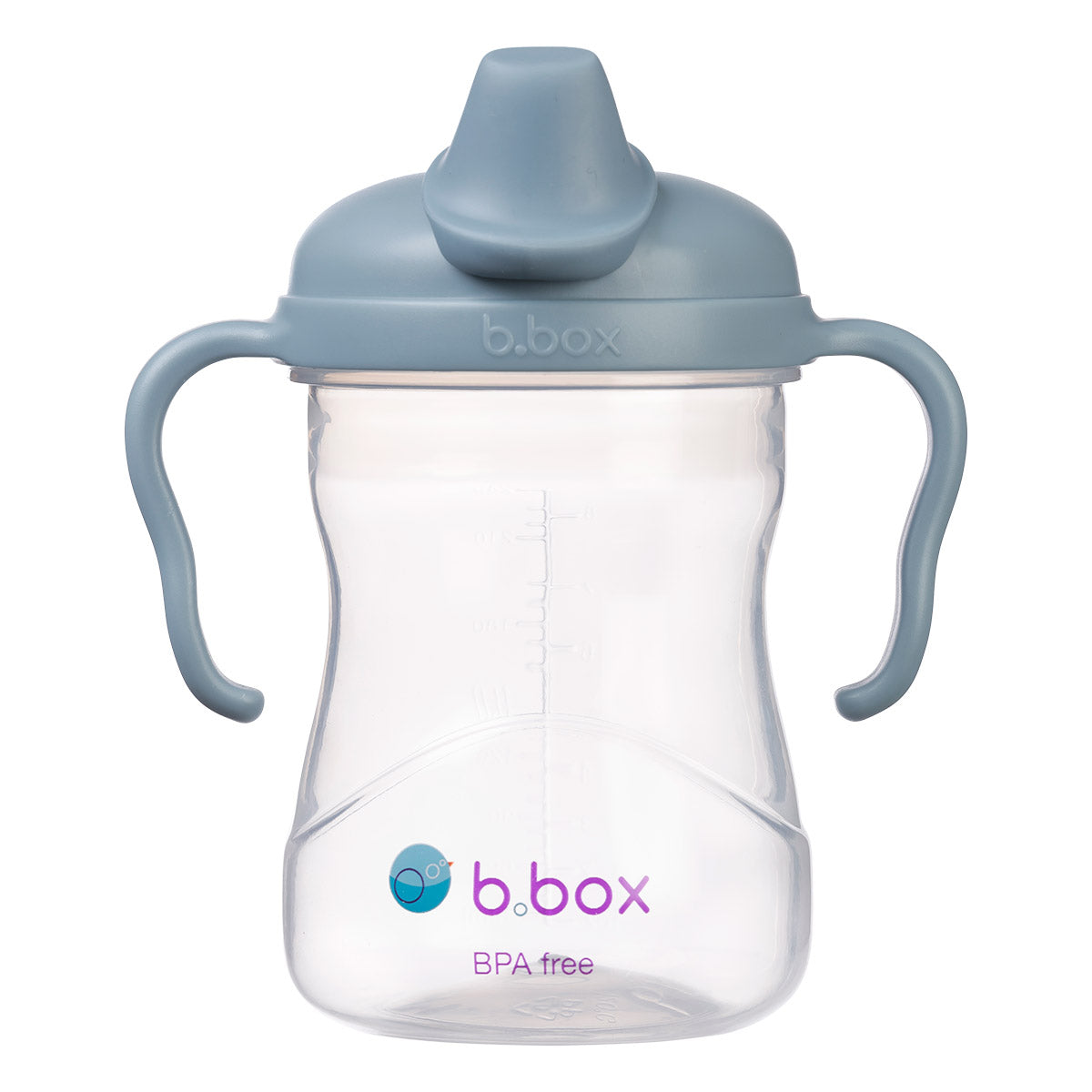 b.box Soft Silicone Spout Cup | Ocean Blue | for Babies 4 Months+ | BPA-Free Non-Spill Starter Cup with Ergonomic Handles | 240ml | Dishwasher Safe | Leak-Proof & Interchangeable Lid
