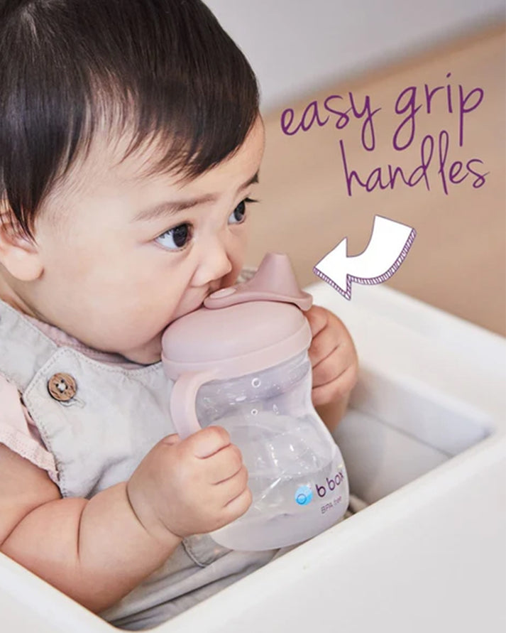 b.box Soft Silicone Spout Cup – Blush Pink | for Babies 4 Months+ | BPA-Free 240ml No-Spill Drinking Cup with Gentle Angled Spout & Easy-Grip Handles | Interchangeable Lid | Dishwasher Safe
