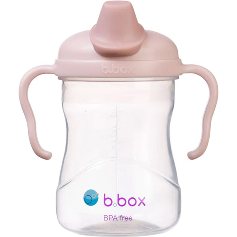 b.box Soft Silicone Spout Cup – Blush Pink | for Babies 4 Months+ | BPA-Free 240ml No-Spill Drinking Cup with Gentle Angled Spout & Easy-Grip Handles | Interchangeable Lid | Dishwasher Safe