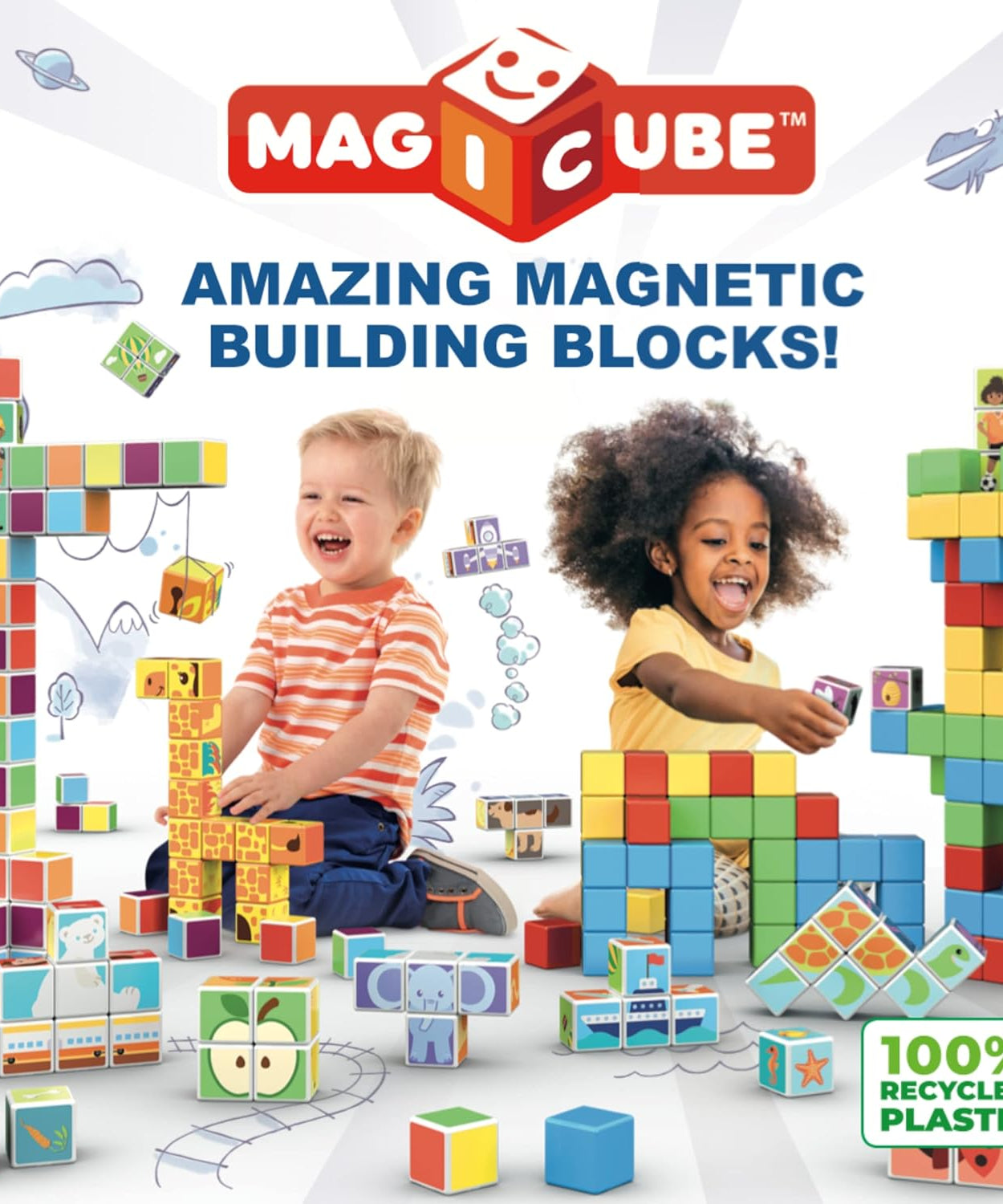 Geomag Magicube Magnetic Cubes - 24 Pcs Building Blocks for Ages 1-5 Years