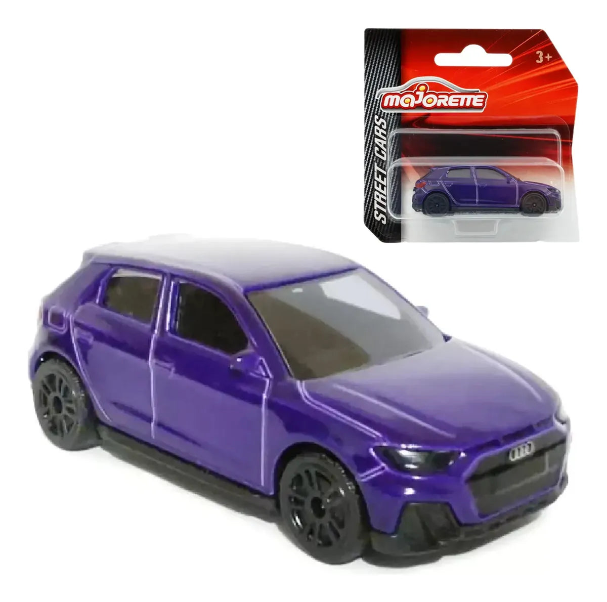 Majorette Street Cars Audi A1 Sportback | Officially Licensed Purple Die-Cast Metal Toy Car, Realistic 1:64 Scale Model for Kids and Collectors Aged 3+