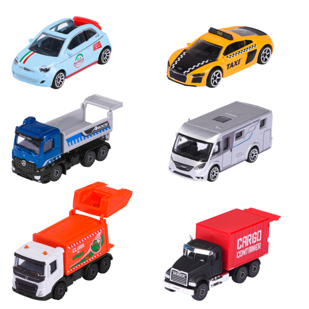 Majorette City Cars Assortment (6 Models) | Officially Licensed Die-Cast Metal Toy Vehicles with Suspension for Kids & Collectors Aged 3+