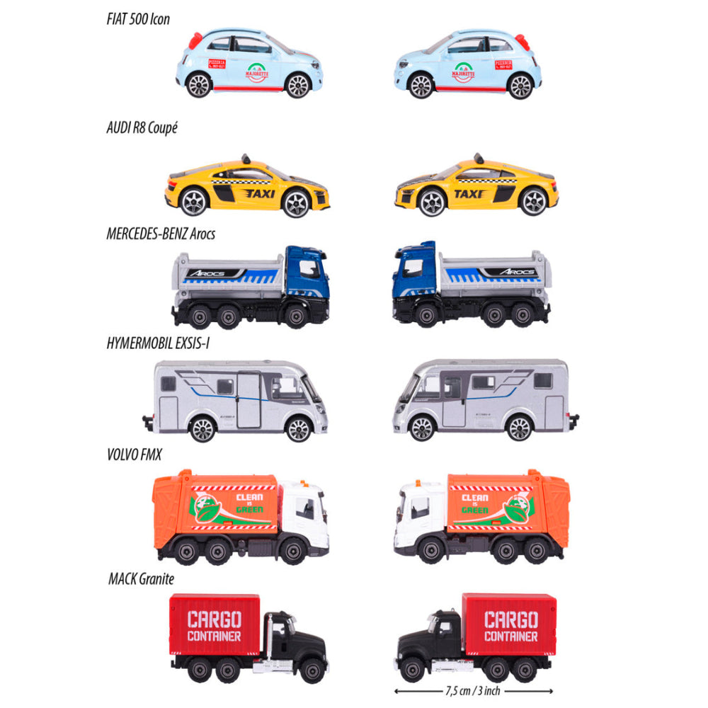 Majorette City Cars Assortment (6 Models) | Officially Licensed Die-Cast Metal Toy Vehicles with Suspension for Kids & Collectors Aged 3+