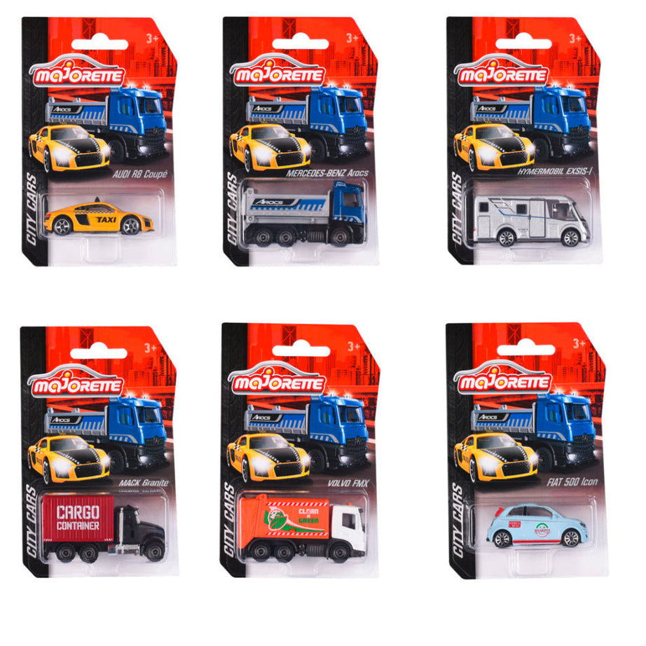 Majorette City Cars Assortment (6 Models) | Officially Licensed Die-Cast Metal Toy Vehicles with Suspension for Kids & Collectors Aged 3+