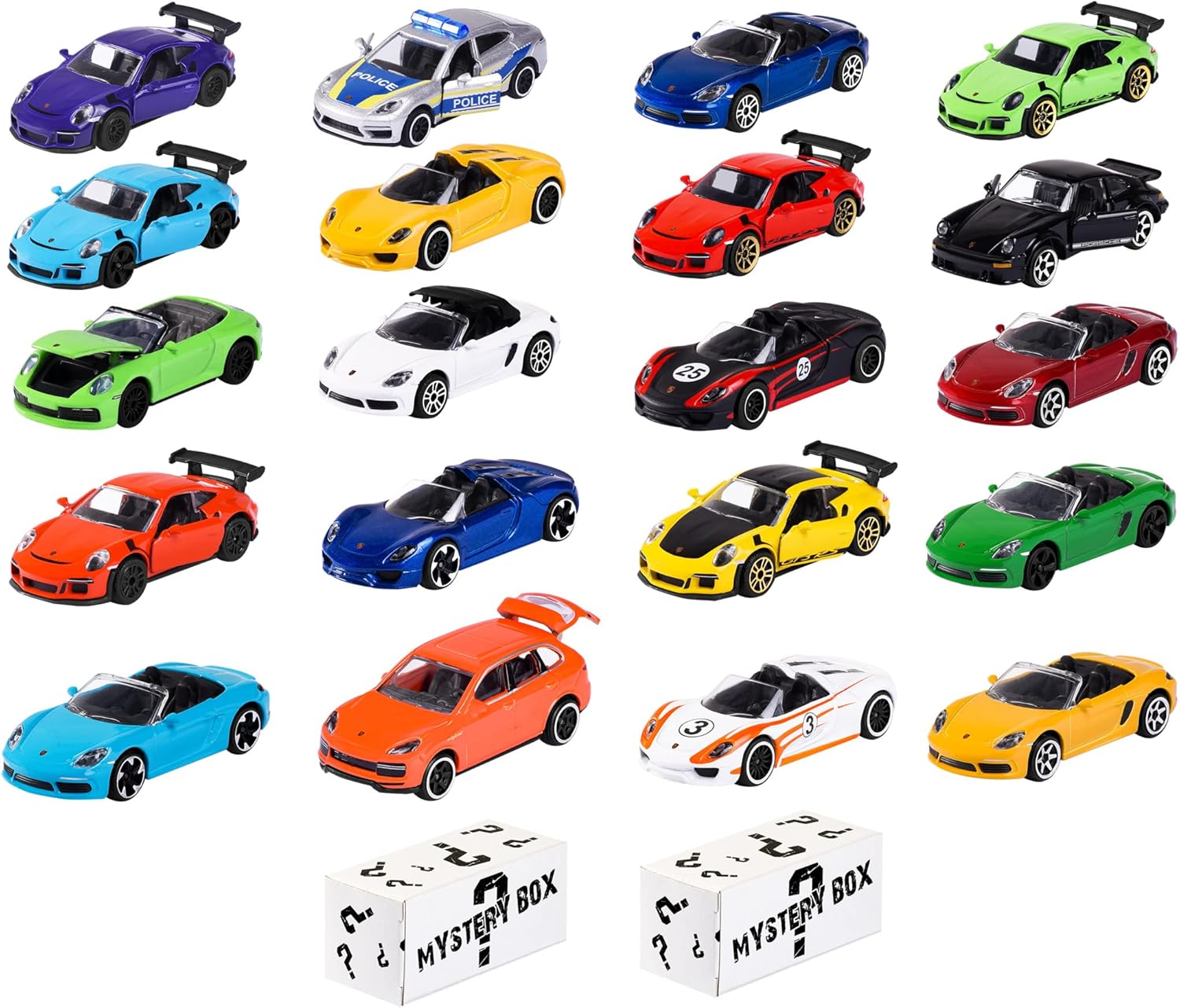 Majorette Discovery Pack Porsche Edition – 20 Licensed Vehicles + 2 Mystery Cars with Metal Bodies and Suspension | Best Toys for 3+ Years