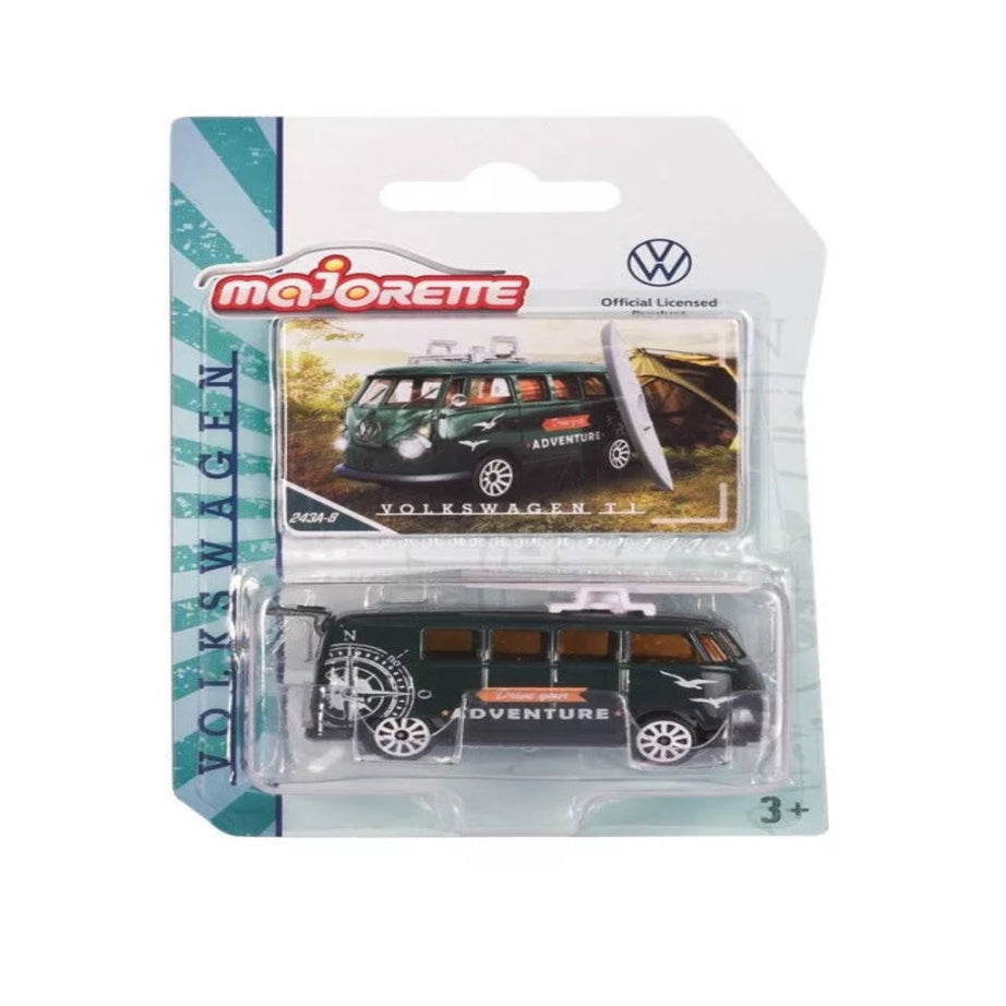 Majorette Volkswagen The Originals Premium Cars (6 Assorted Models) | Officially Licensed Die-Cast VW Beetle | T1 Bus & Golf MK1 with Opening Parts, Suspension & Collector's Card