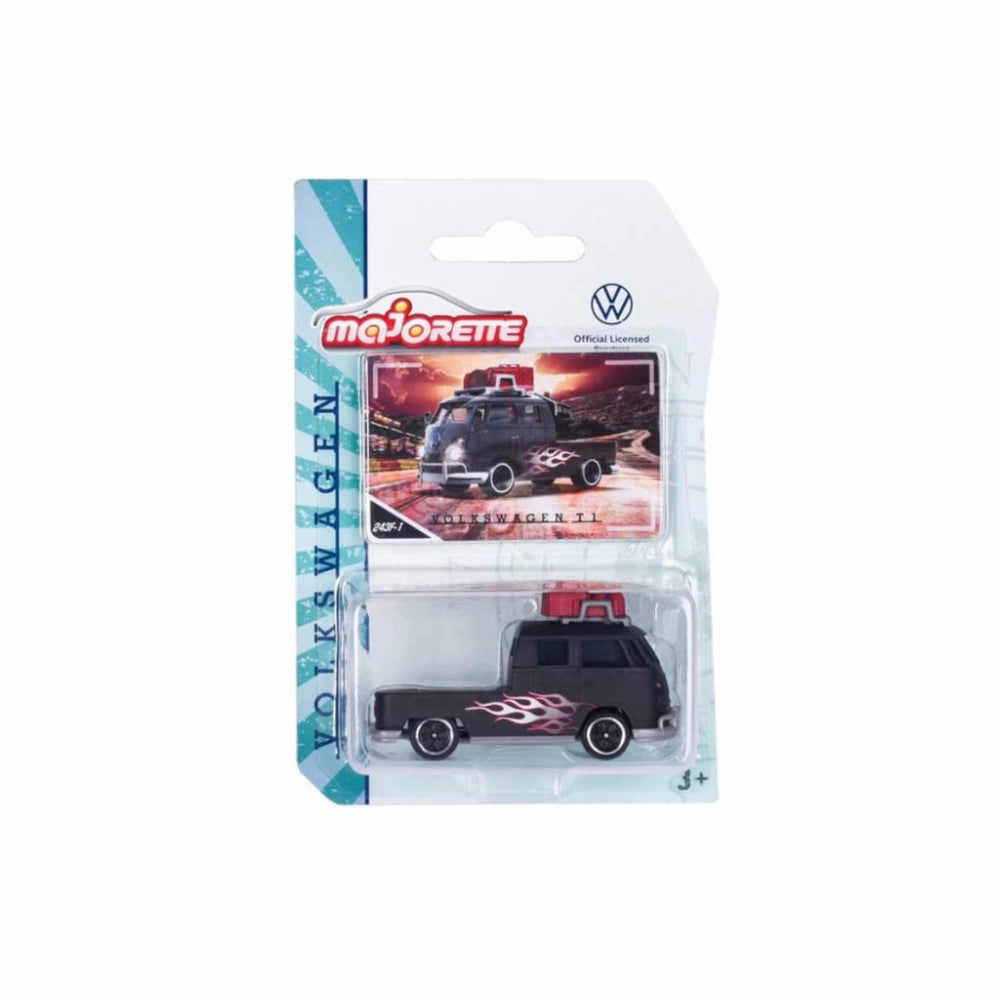 Majorette Volkswagen The Originals Premium Cars (6 Assorted Models) | Officially Licensed Die-Cast VW Beetle | T1 Bus & Golf MK1 with Opening Parts, Suspension & Collector's Card
