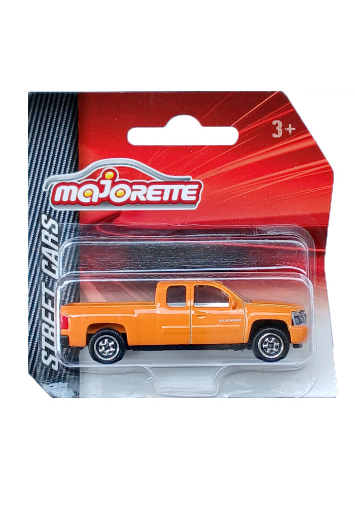 Majorette Street Cars Chevrolet Silverado | Officially Licensed Orange Die-Cast Metal Pickup Truck, Realistic 1:64 Scale Model for Kids and Collectors Aged 3+