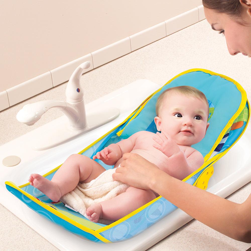 Mastela Mother’s Touch Deluxe Baby Bather | 3-Position Adjustable Recline with Head Support Cushion | Quick-Dry Soft Mesh Sling for Newborns (Birth+) | Foldable & Portable Bath Seat - MINIMEE KIDS