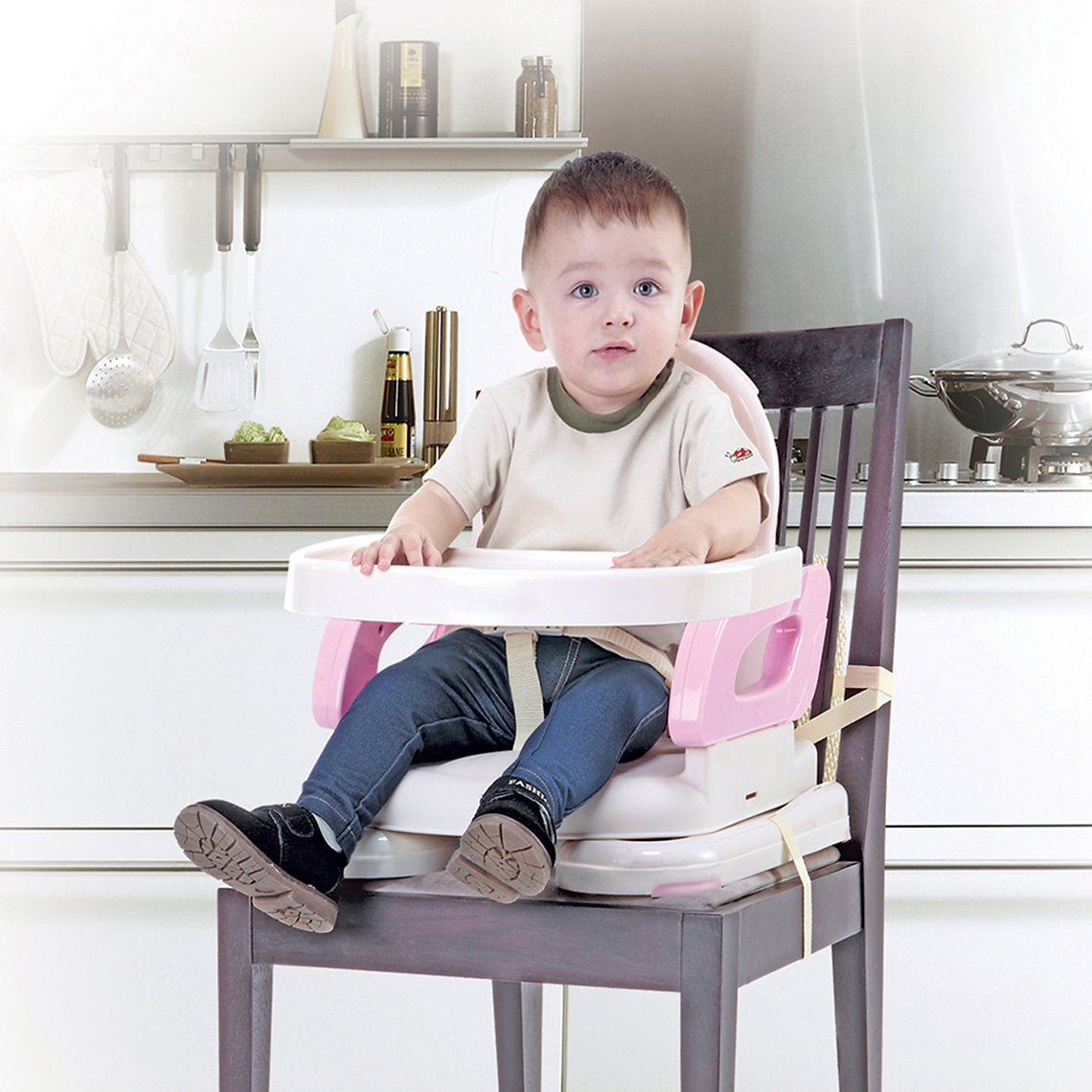 Mastela 2-in-1 Fold Up Adjustable Booster Seat | Portable Infant Feeding Chair with Removable Tray | Toddler Booster for Dining Table | Birth to 3 Years (6m+) | Compact Travel Fold - MINIMEE KIDS