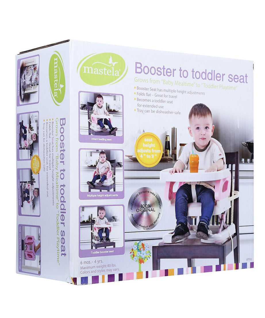 Mastela 2-in-1 Fold Up Adjustable Booster Seat | Portable Infant Feeding Chair with Removable Tray | Toddler Booster for Dining Table | Birth to 3 Years (6m+) | Compact Travel Fold - MINIMEE KIDS