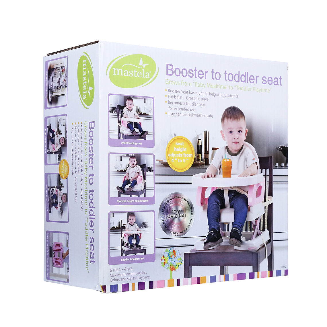 Mastela 2-in-1 Fold Up Adjustable Booster Seat | Portable Infant Feeding Chair with Removable Tray | Toddler Booster for Dining Table | Birth to 3 Years (6m+) | Compact Travel Fold - MINIMEE KIDS