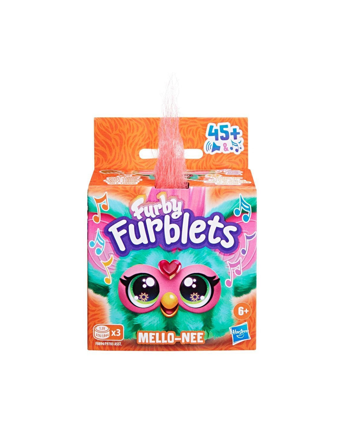 Hasbro Furby Furblets Mello-Nee Mini Electronic Plush Toy for Kids 6+ Years | 45+ Chill Sounds & Furbish Phrases | Watermelon Red & Green Plush with Keychain Clip | Collectible Pocket-Sized Musical Toy