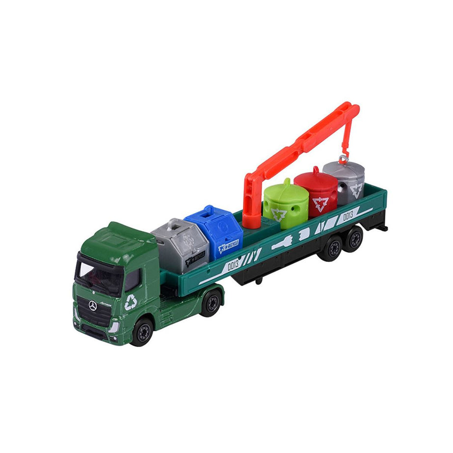 Majorette Transporter Series – Mercedes-Benz Actros & MAN TGX XXL Die-Cast Truck with Speedboat, Police Helicopter, Spacefleet, Tractor, Aeroplane & More | 3+ Years