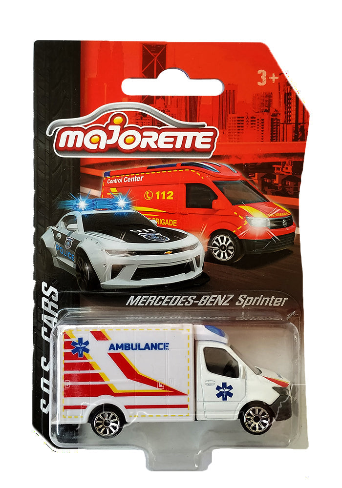 Majorette SOS Cars - Set of 6 | Official Licensed Die-Cast Emergency Vehicles (Porsche, Camaro, Ambulance, Fire Truck, Police, SUV)