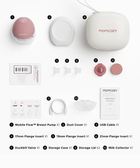 Momcozy Mobile Flow Hands-Free Breast Pump - M9 App Controlled Single Pump | Cozy Red | Portable & Wearable Breastfeeding Solution - MINIMEE KIDS