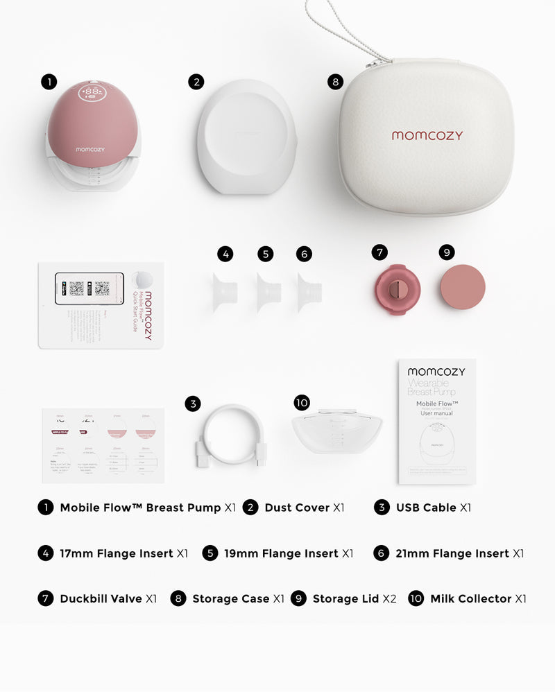 Momcozy Mobile Flow Hands-Free Breast Pump - M9 App Controlled Single Pump | Cozy Red | Portable & Wearable Breastfeeding Solution - MINIMEE KIDS