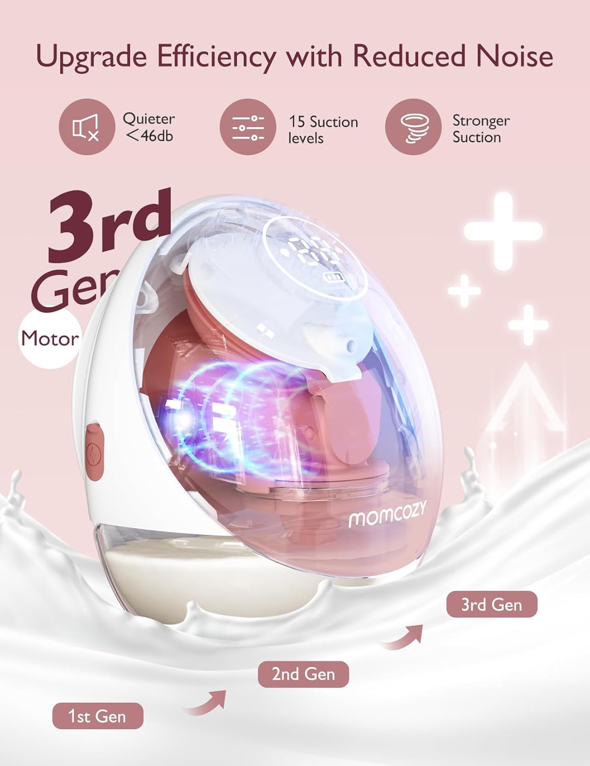 Momcozy Mobile Flow Hands-Free Breast Pump - M9 App Controlled Single Pump | Cozy Red | Portable & Wearable Breastfeeding Solution - MINIMEE KIDS