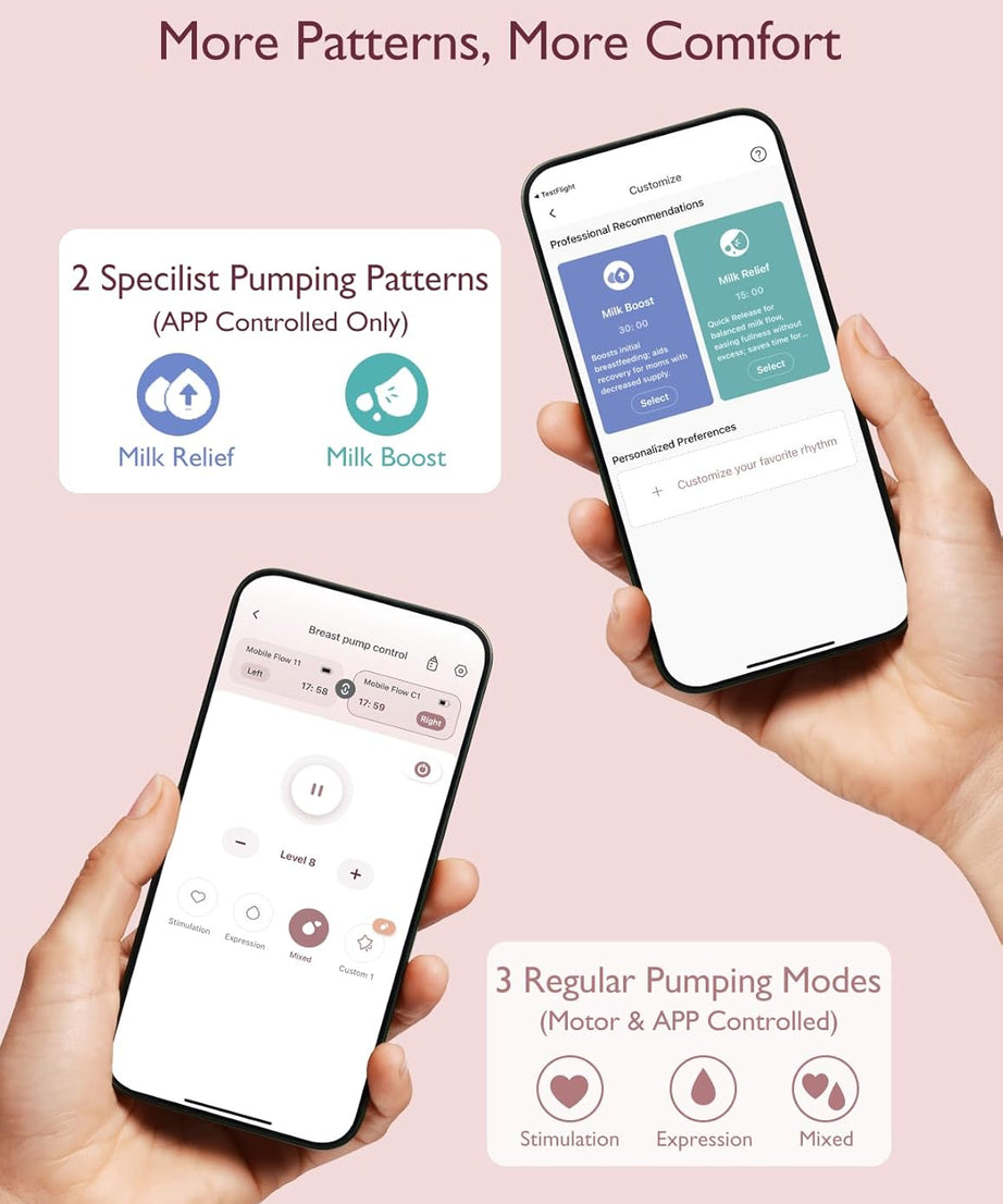 Momcozy Mobile Flow Hands-Free Breast Pump - M9 App Controlled Single Pump | Cozy Red | Portable & Wearable Breastfeeding Solution - MINIMEE KIDS