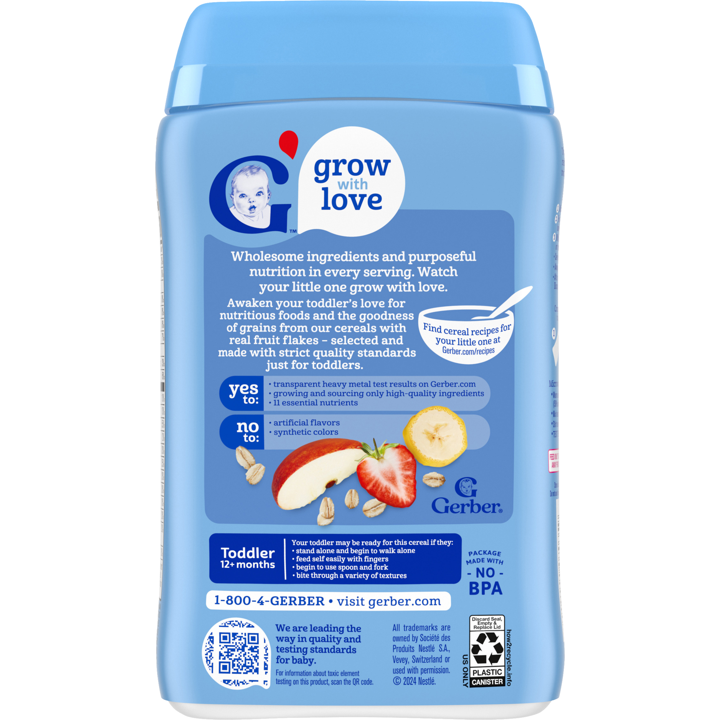 Gerber Hearty Bits Multigrain Banana Apple Strawberry Cereal - 227g | Whole Grain Cereal, Non-GMO, Iron & Essential Nutrients for Toddlers (12+ Months)