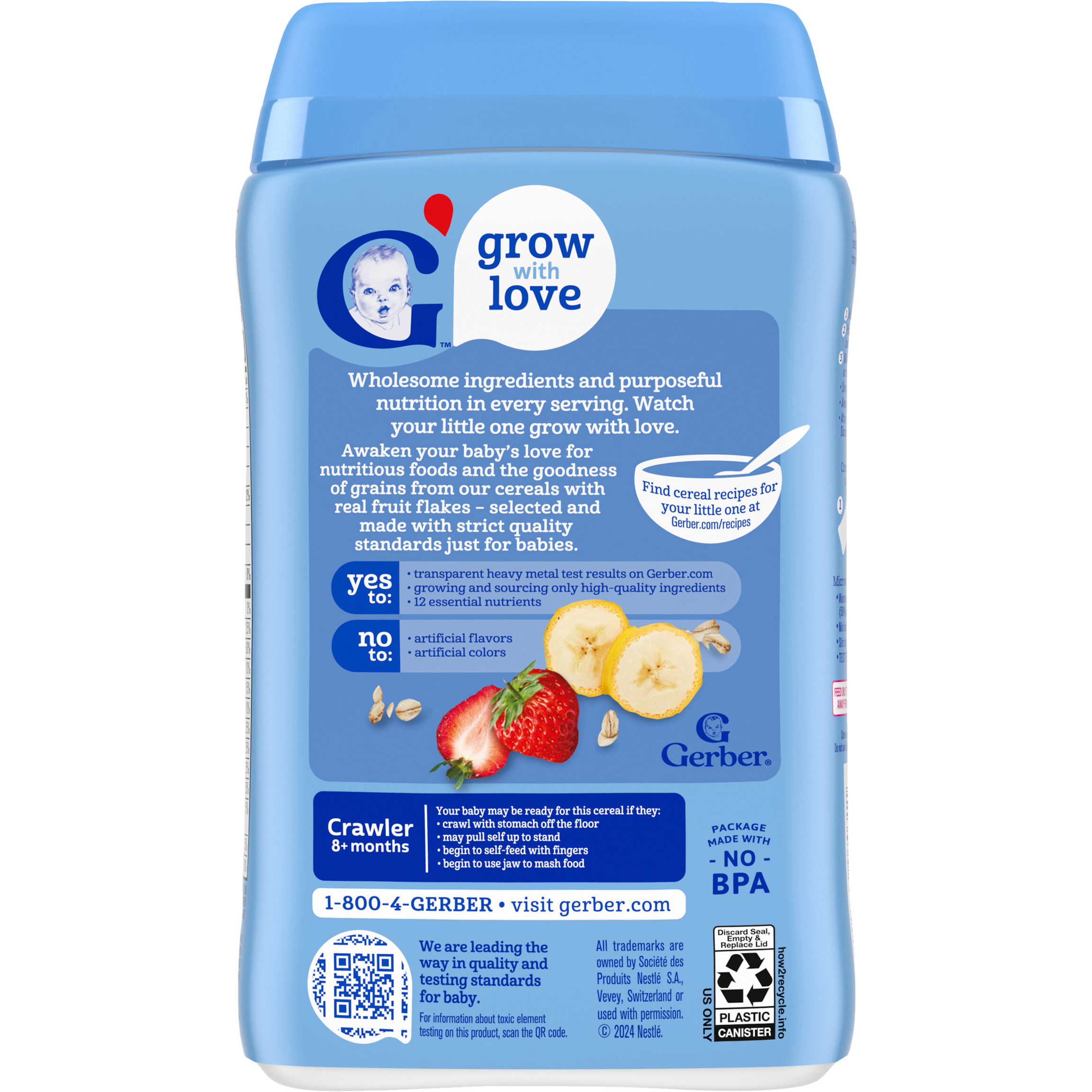 Gerber lil' bits Oatmeal Banana Strawberry Cereal - 227g | With Real Fruit & 'lil bits' to Help Baby Chew, Non-GMO, 60% DV Iron & 6g Whole Grains for Crawler Babies (8+ Months)