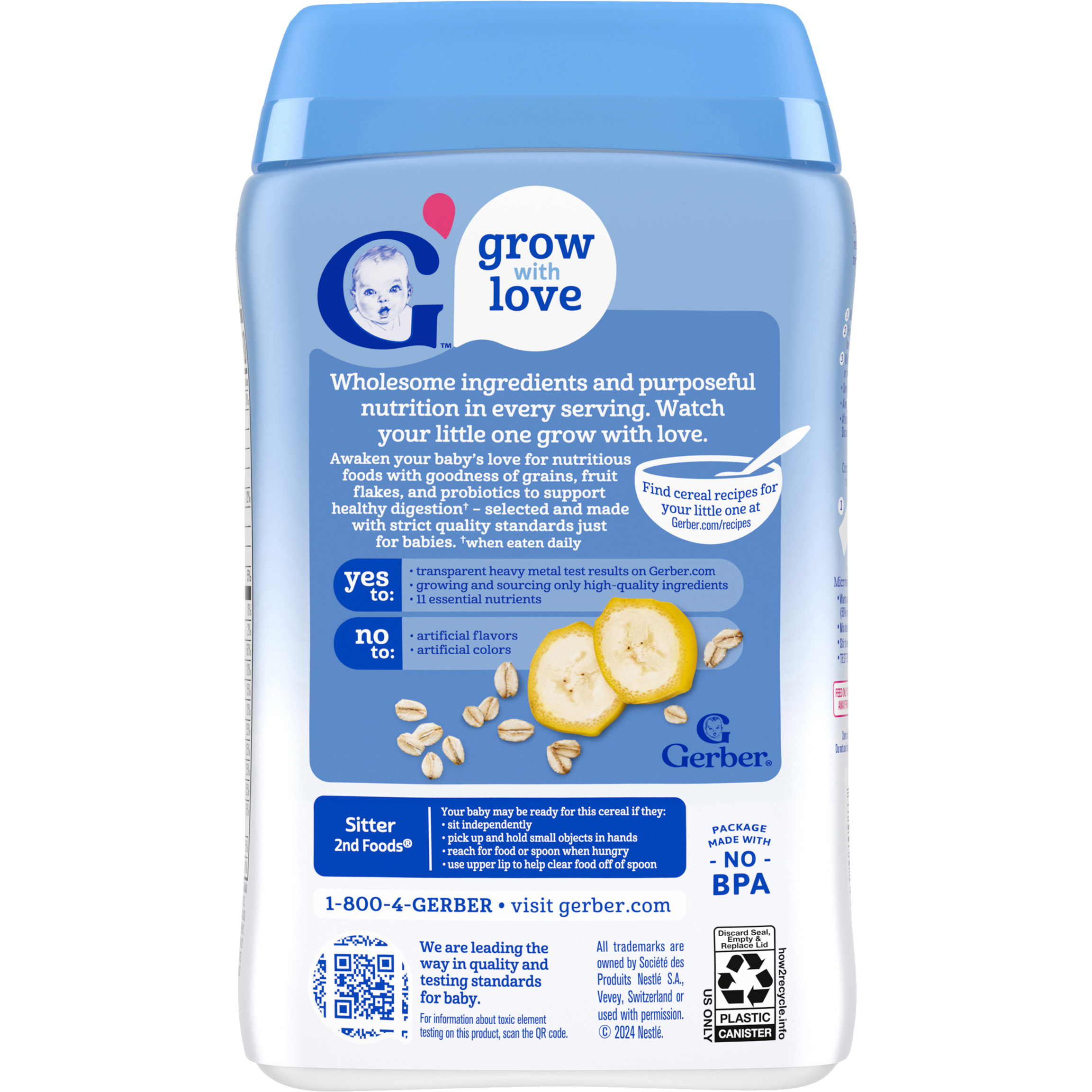 Gerber Oatmeal Banana Probiotic Cereal – 227g Iron-Fortified Whole Grain Infant Cereal, Made with Real Fruit, Probiotics for Sitter Babies (6+ Months)