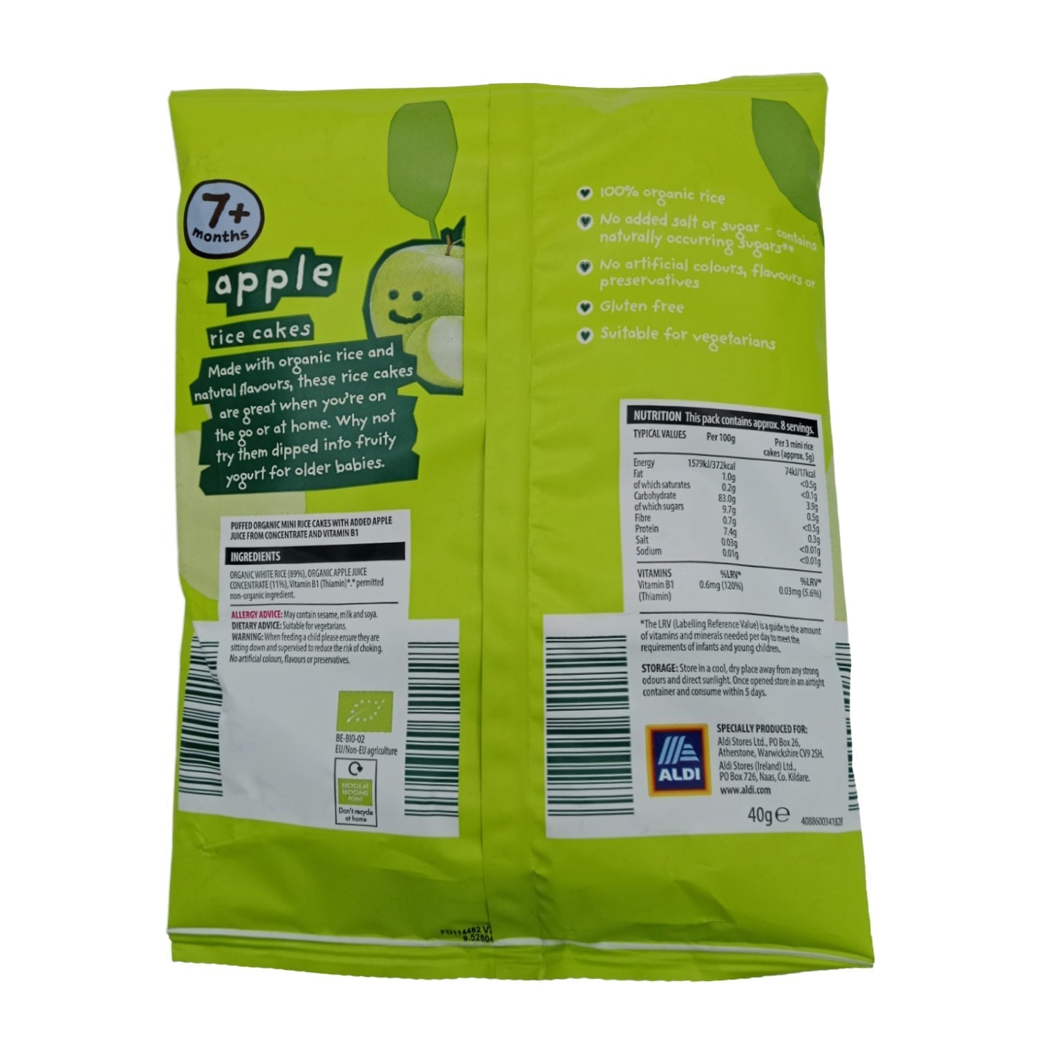 Organic Mamia Apple Rice Cakes for 7+ Months - 40g