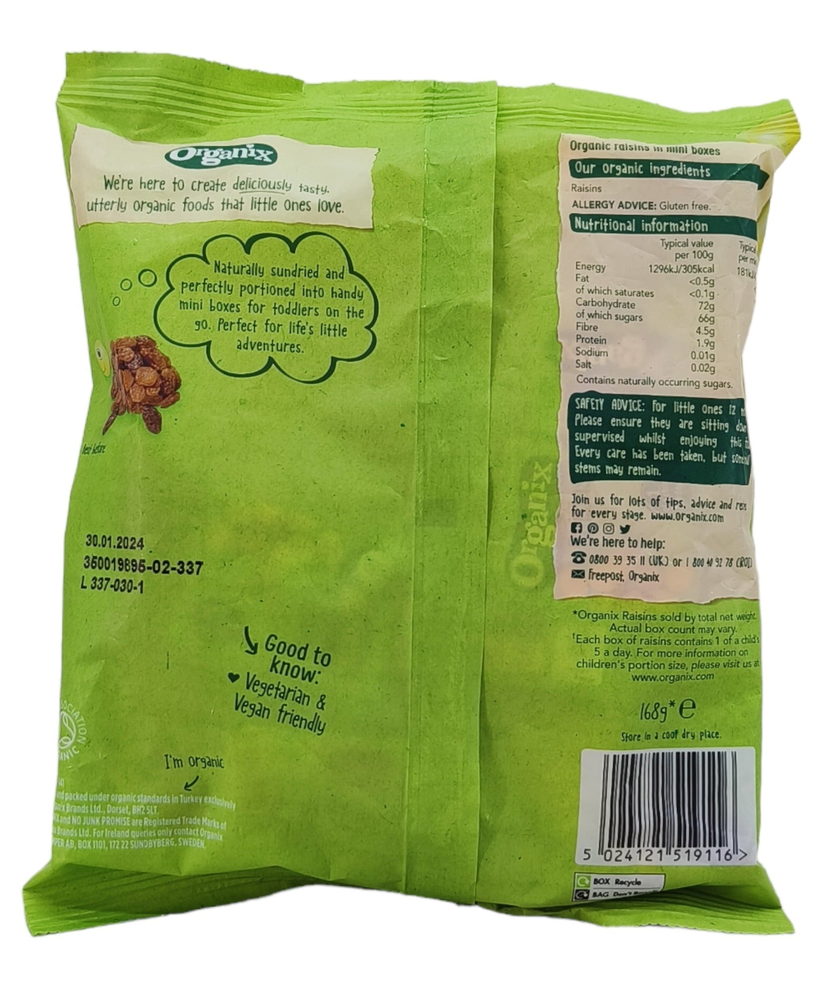 Organix Raisins for 12+ Months | 12 Mini Boxes - 168g