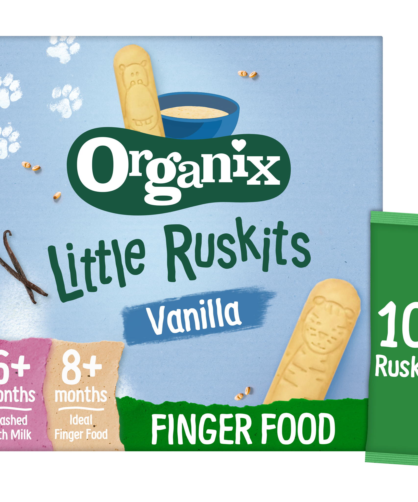 Organix Little Ruskits Vanilla Organic Baby Rusks 10x6g (60g) for 6–8 Months+ | First Finger Food for Babies | No Added Salt or Artificial Colours | 100% Organic Ingredients - MINIMEE KIDS