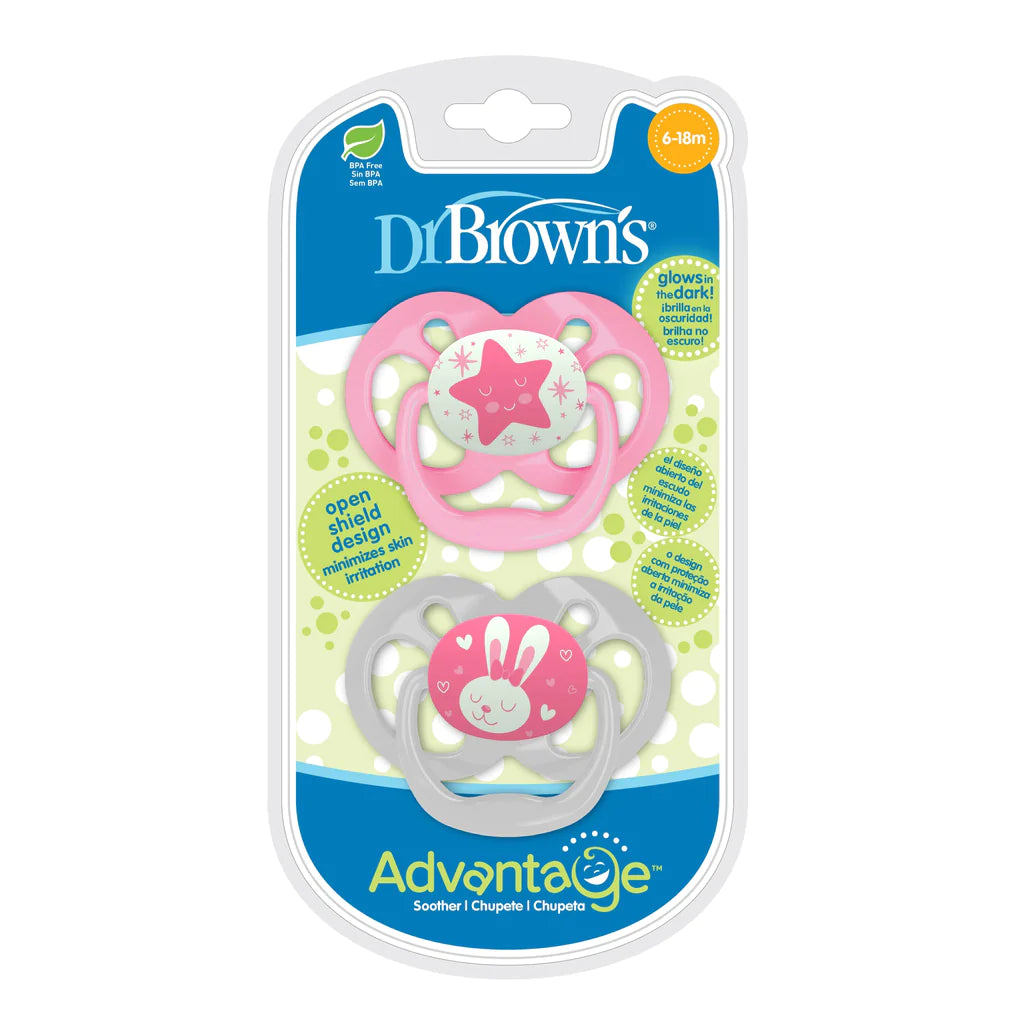 Dr Brown's Advantage Glows in the Dark Soother for 6-18 Months Stage 2 Pacifier - MINIMEE KIDS