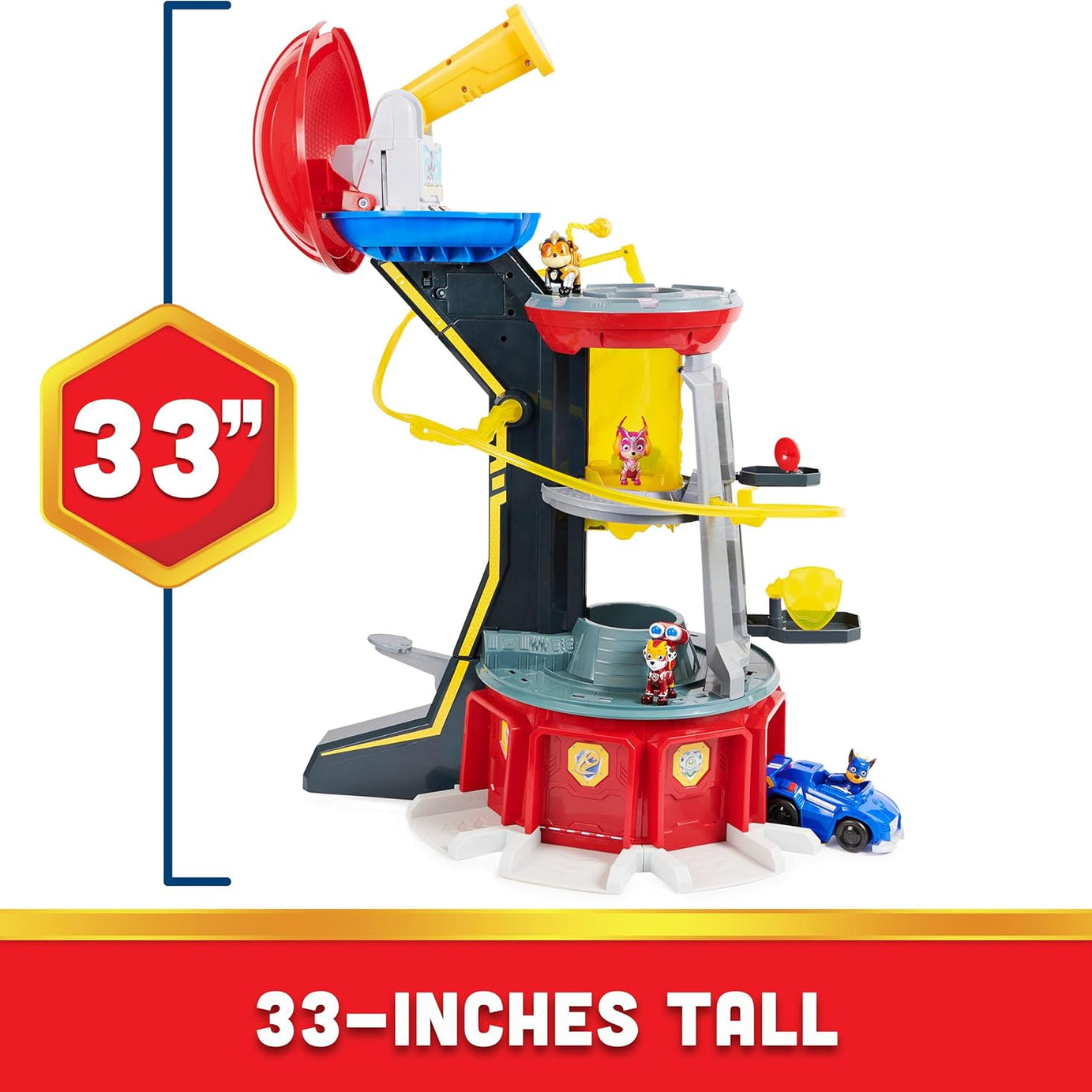 PAW Patrol Mighty Lookout Tower - Mighty Pups Super PAWs with Working Elevator, Lights, Sounds & Zip Line – Includes Chase Figure & Vehicle, Gift for Kids Ages 3+