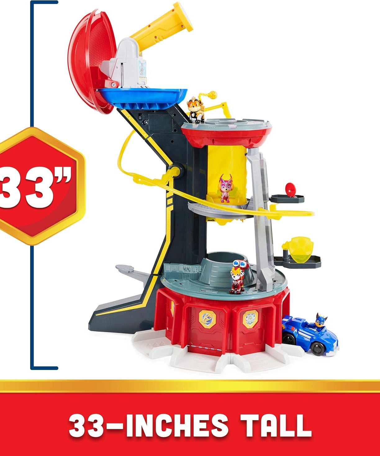 PAW Patrol Mighty Lookout Tower - Mighty Pups Super PAWs with Working Elevator, Lights, Sounds & Zip Line – Includes Chase Figure & Vehicle, Gift for Kids Ages 3+