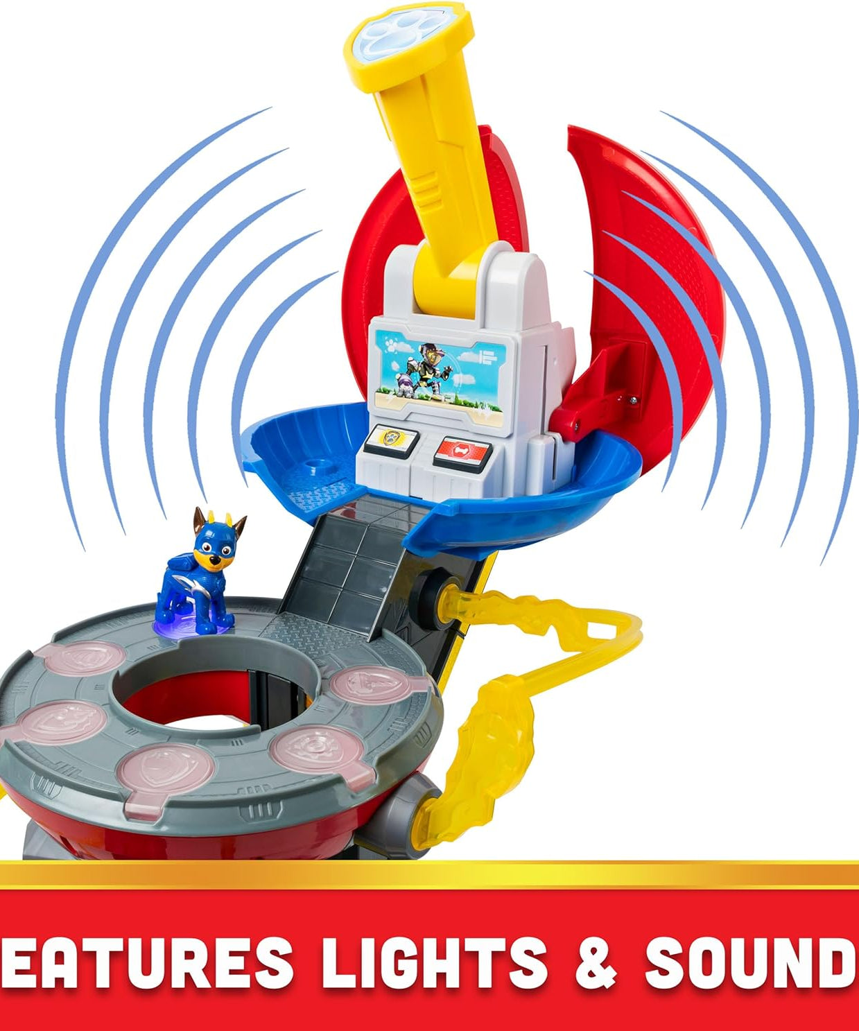 PAW Patrol Mighty Lookout Tower - Mighty Pups Super PAWs with Working Elevator, Lights, Sounds & Zip Line – Includes Chase Figure & Vehicle, Gift for Kids Ages 3+