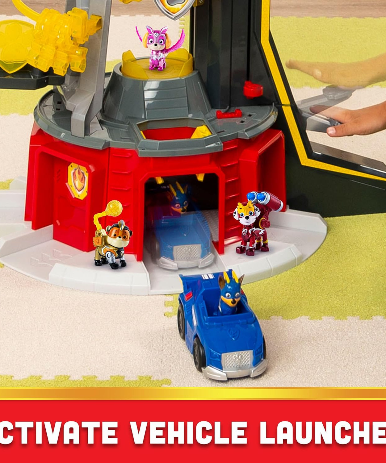PAW Patrol Mighty Lookout Tower - Mighty Pups Super PAWs with Working Elevator, Lights, Sounds & Zip Line – Includes Chase Figure & Vehicle, Gift for Kids Ages 3+