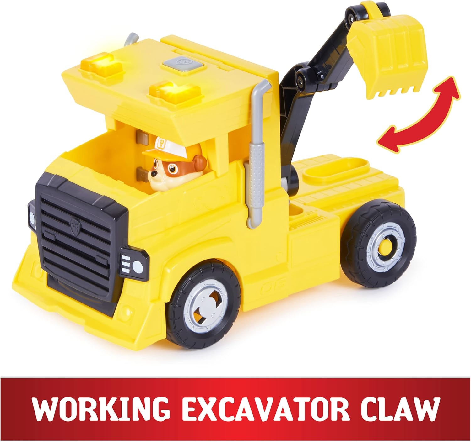 PAW Patrol Rubble 2-in-1 Transforming X-Treme Truck with Excavator Toy, Crane, Lights & Sounds, Action Figures – for Kids Ages 3 and Up