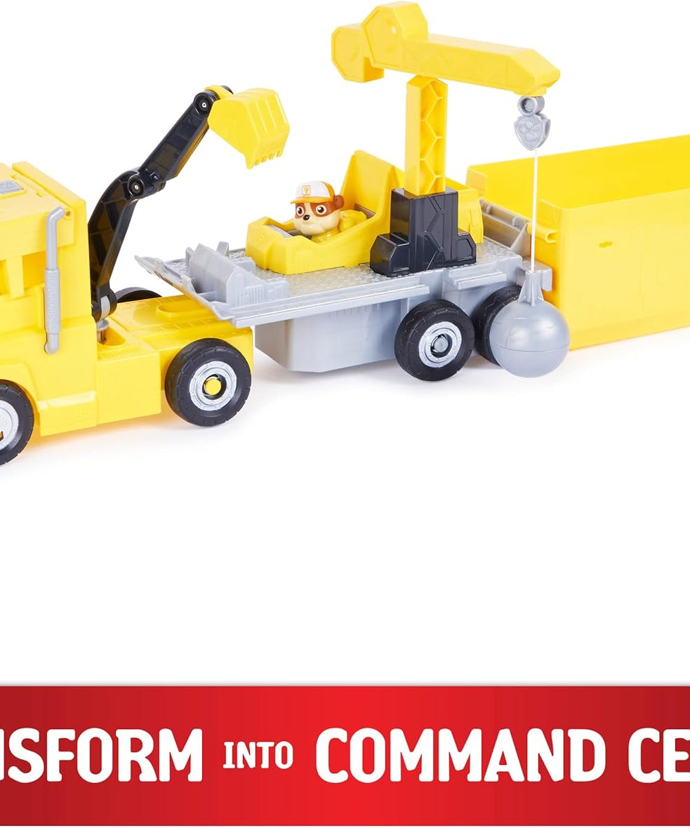 PAW Patrol Rubble 2-in-1 Transforming X-Treme Truck with Excavator Toy, Crane, Lights & Sounds, Action Figures – for Kids Ages 3 and Up