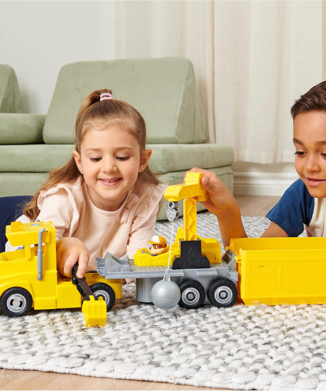 PAW Patrol Rubble 2-in-1 Transforming X-Treme Truck with Excavator Toy, Crane, Lights & Sounds, Action Figures – for Kids Ages 3 and Up