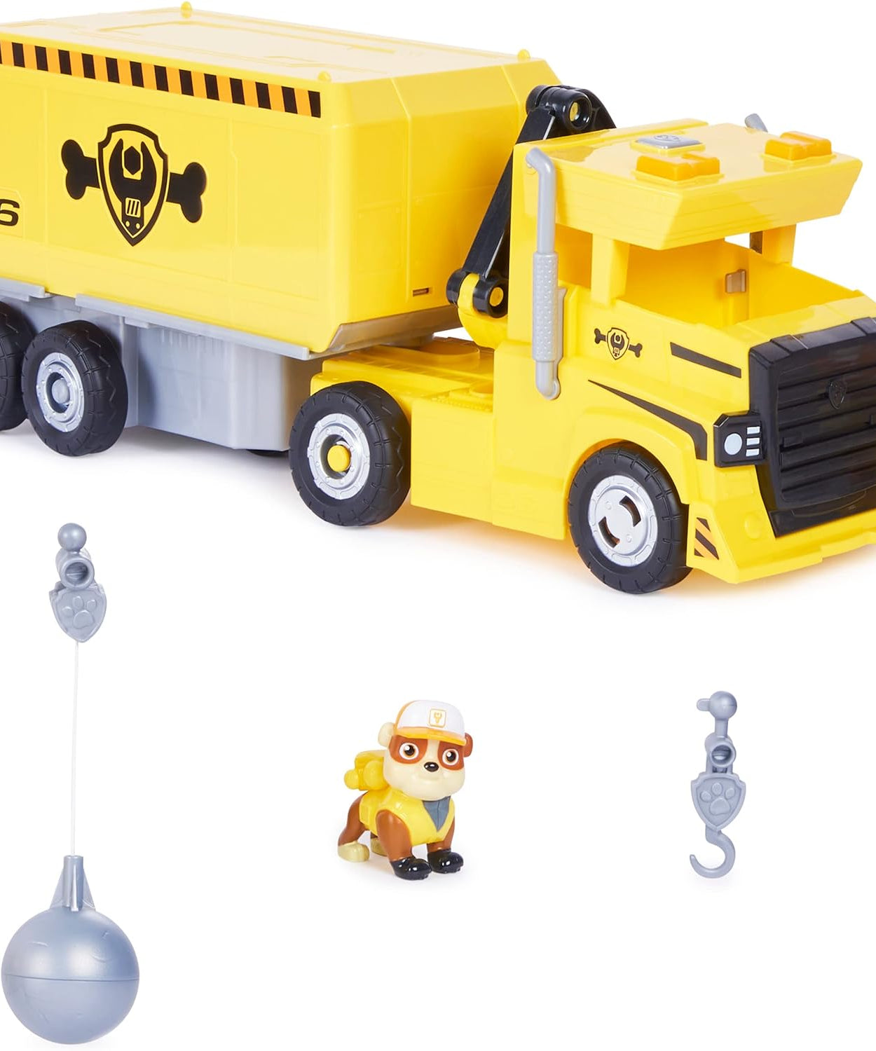 PAW Patrol Rubble 2-in-1 Transforming X-Treme Truck with Excavator Toy, Crane, Lights & Sounds, Action Figures – for Kids Ages 3 and Up