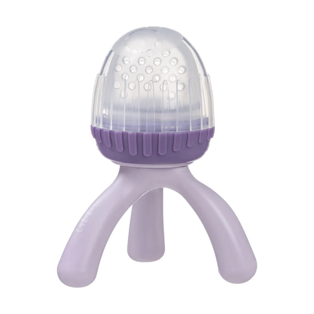 B.Box Silicone Fresh Food Feeder for Babies (4m+) | Self-Feeding Fruit & Veggie Teether with Ergonomic Tripod Handle | BPA-Free & Dishwasher Safe | Available in Lullaby Blue, Sage Green, Blush Pink, Peony Purple - MINIMEE KIDS