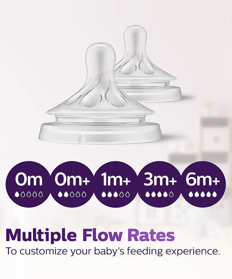 Philips Avent Natural Response Feeding Bottle - Anti-Colic - 125 ml | Flow 2 Nipple - Transparent - 0M+ - MINIMEE KIDS