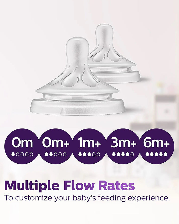 Philips Avent Natural Response Feeding Bottle - Anti-Colic - 125 ml | Flow 2 Nipple - Transparent - 0M+ - MINIMEE KIDS