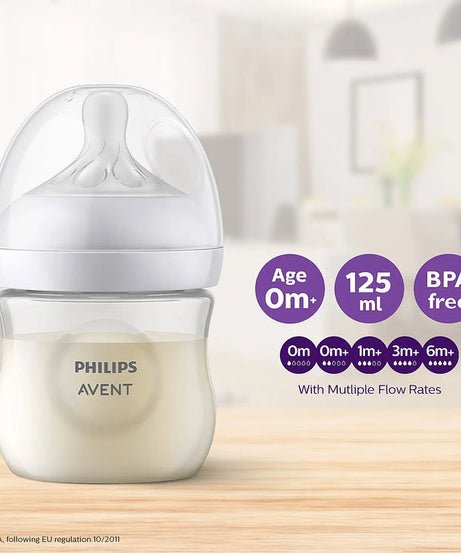Philips Avent Natural Response Feeding Bottle - Anti-Colic - 125 ml | Flow 2 Nipple - Transparent - 0M+ - MINIMEE KIDS