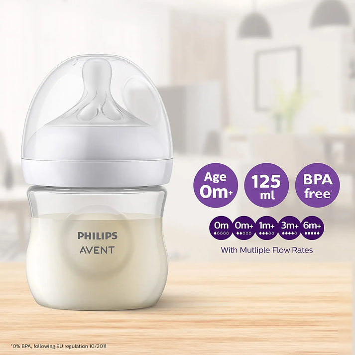 Philips Avent Natural Response Feeding Bottle - Anti-Colic - 125 ml | Flow 2 Nipple - Transparent - 0M+ - MINIMEE KIDS