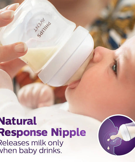 Philips Avent Natural Response Feeding Bottle - Anti-Colic - 125 ml | Flow 2 Nipple - Transparent - 0M+ - MINIMEE KIDS