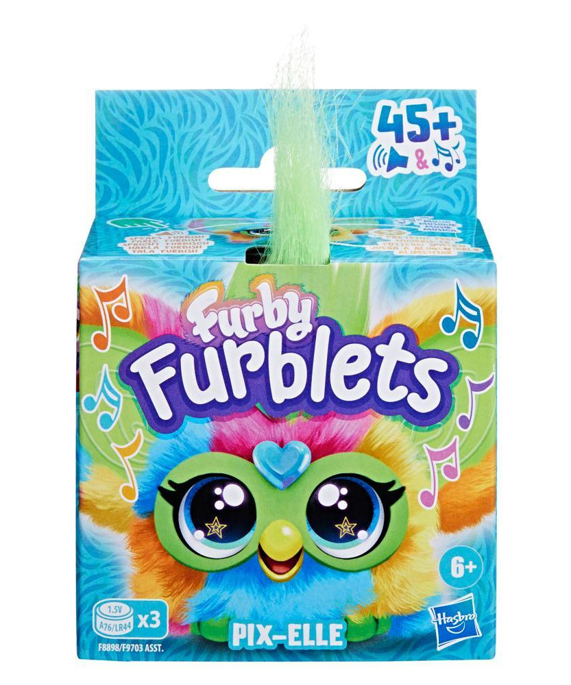 Hasbro Furby Furblets Pix-Elle Mini Electronic Plush Toy for Kids 6+ Years | 45+ Gamer Tunes & Sounds | Clip-On Keychain | Interactive Music Toy with Peekaboo Ears