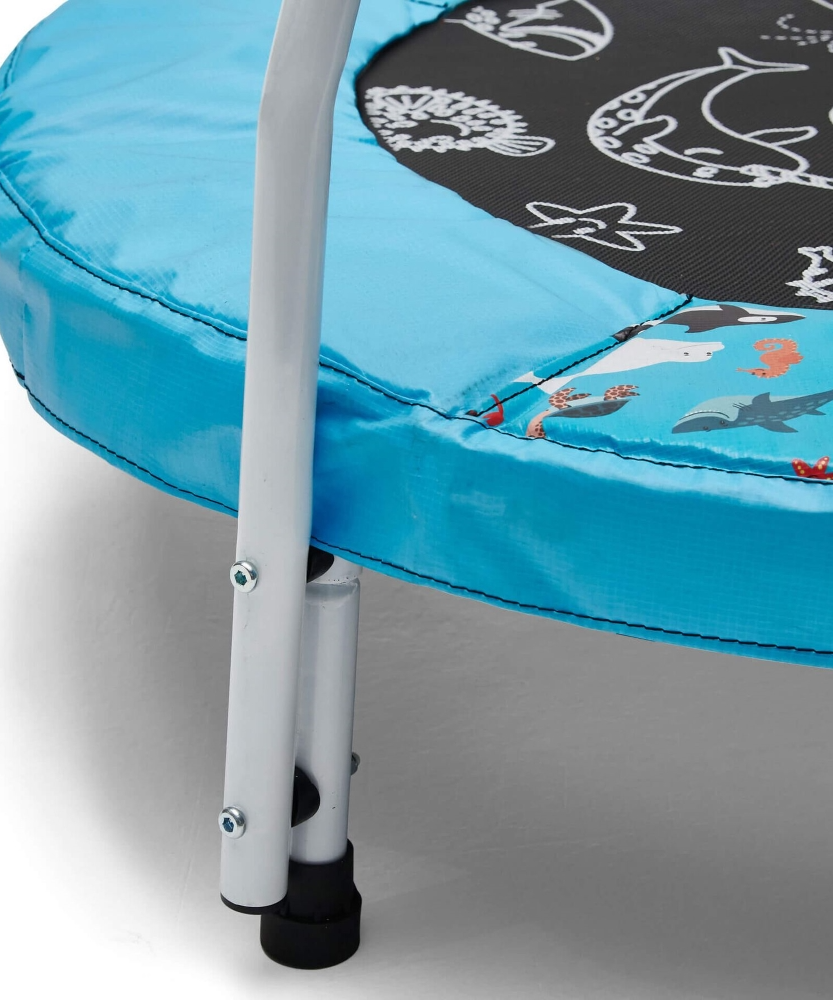 Plum Junior Ocean Bouncer Trampoline with Ocean-Themed Sounds – Safe Spring-Free Indoor Trampoline for Toddlers 18 Months+ | Soft-Grip Handle | Motion-Activated Sea Animal Sounds | Max Weight 25kg - MINIMEE KIDS