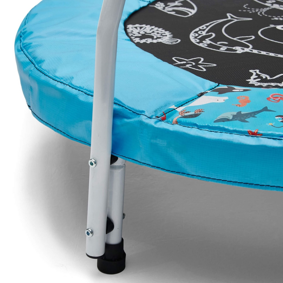 Plum Junior Ocean Bouncer Trampoline with Ocean-Themed Sounds – Safe Spring-Free Indoor Trampoline for Toddlers 18 Months+ | Soft-Grip Handle | Motion-Activated Sea Animal Sounds | Max Weight 25kg