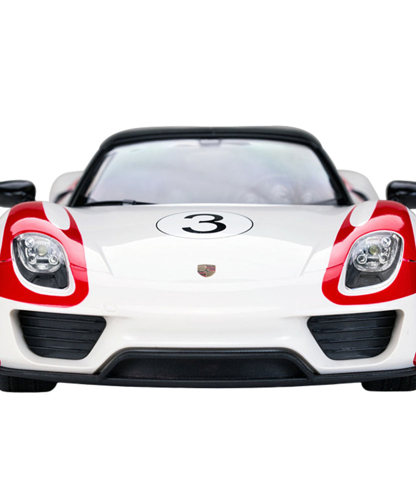 Rastar Porsche 918 Spyder Weissach RC Car 1:14 Scale White – Licensed Remote Control Porsche Sports Car with LED Lights, 2.4GHz Controller & Rubber Tires | Premium Porsche 918 Spyder R/C Model - MINIMEE KIDS